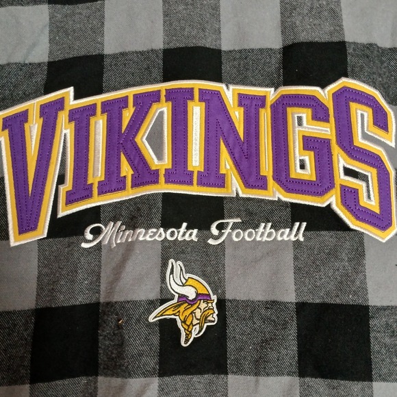 NWT Minnesota Vikings NFL Jacket Men's Medium Grey Plaid Full Zip Embroidered - Picture 8 of 8